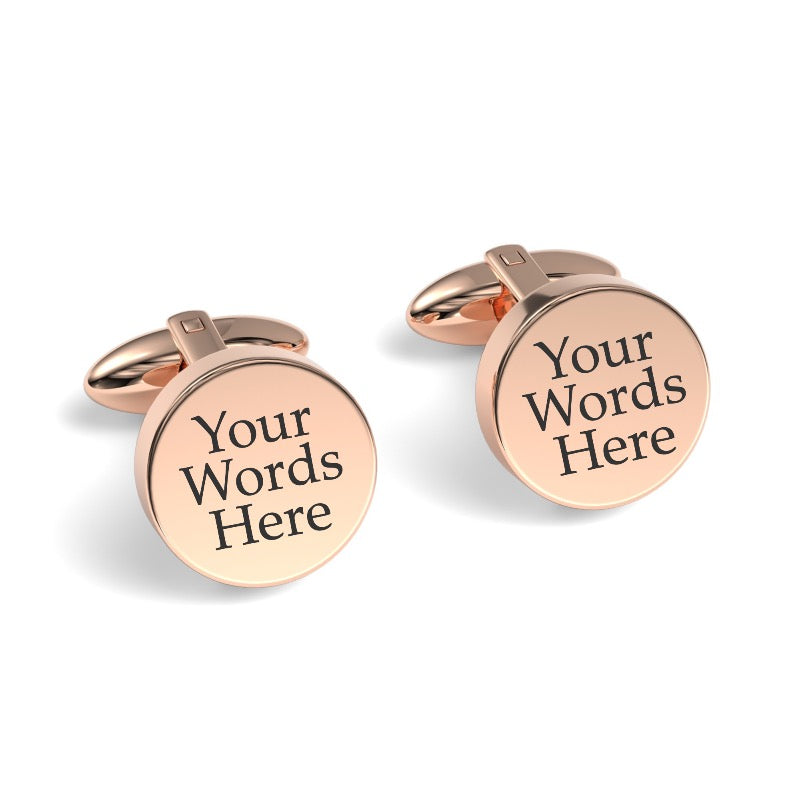 Custom Word Engraved Round Cufflinks