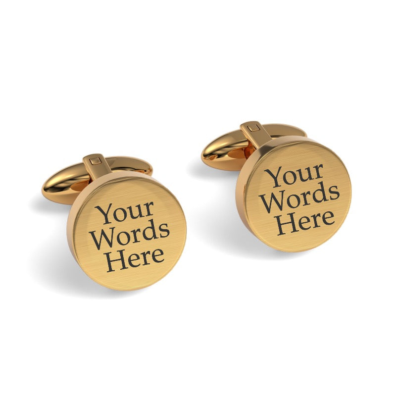 Custom Word Engraved Round Cufflinks