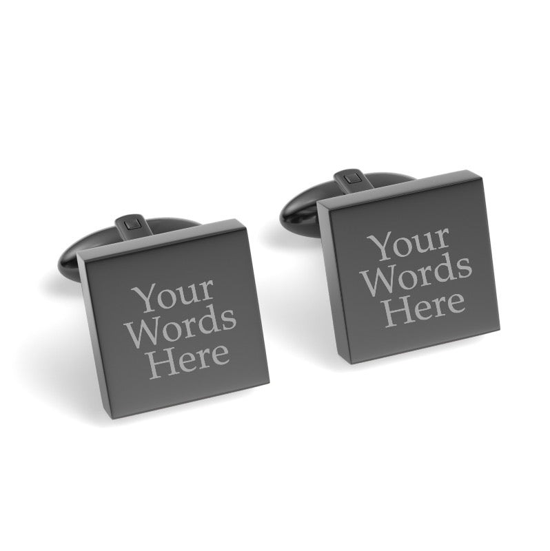 Custom Word Engraved Square Cufflinks