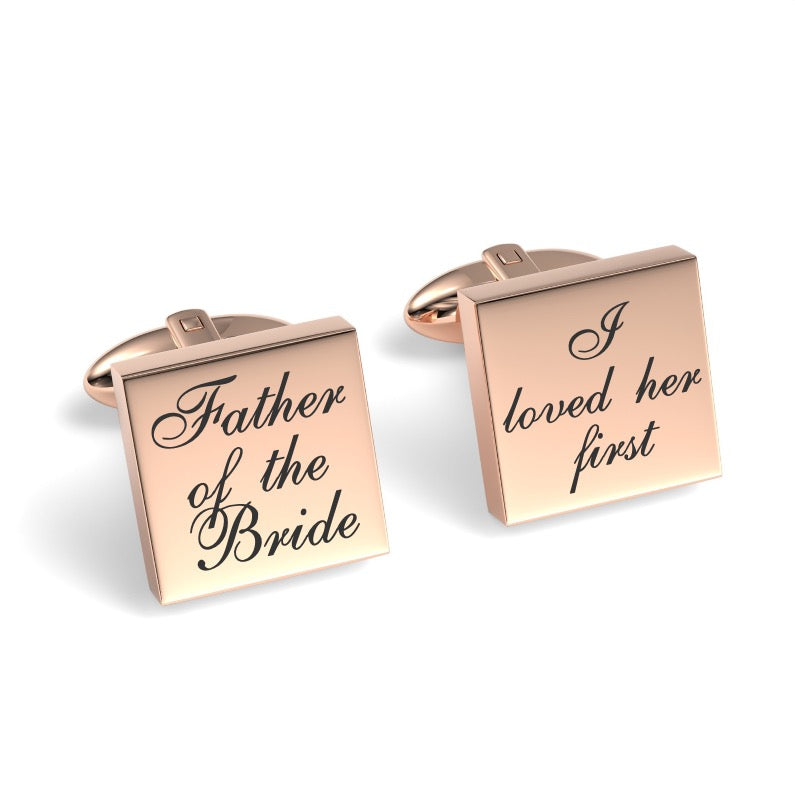Father of the Bride Loved Her First Engraved Wedding Cufflinks