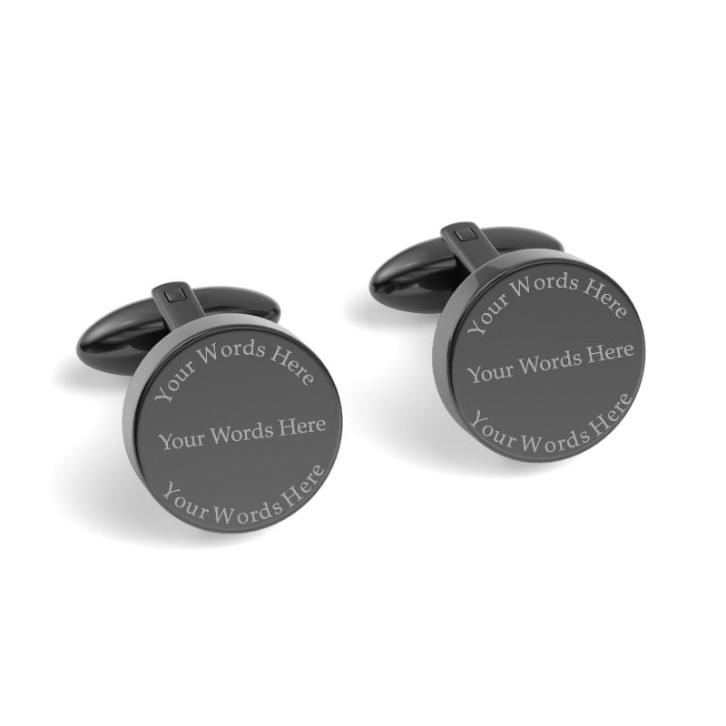 Your Words Here Engraved Round Cufflinks