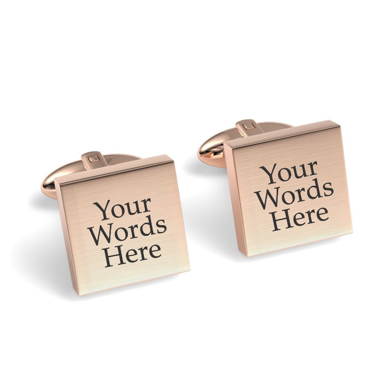 Custom Word Engraved Square Cufflinks