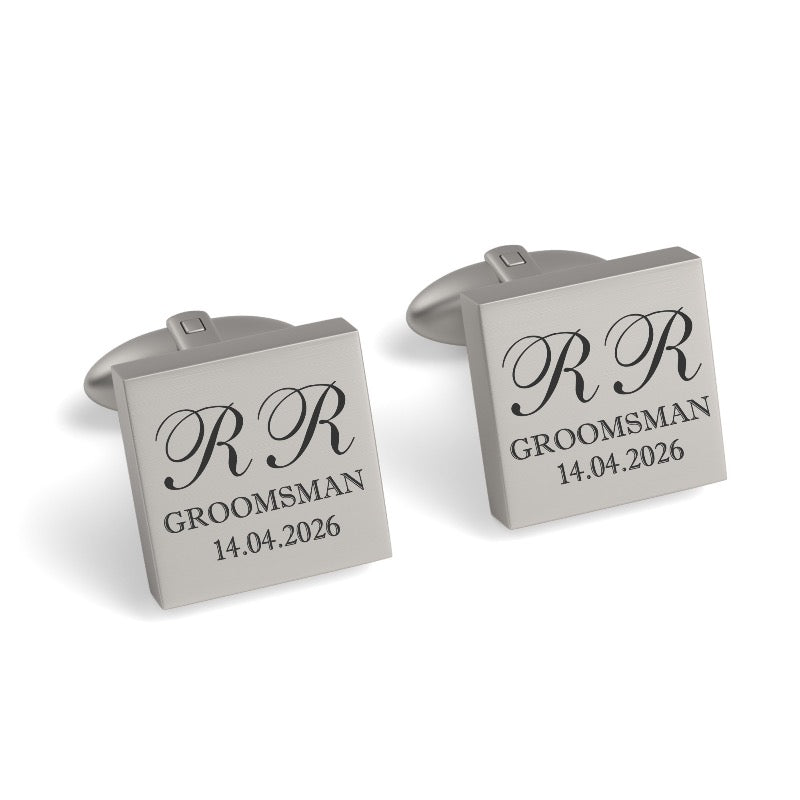 Initials with Wedding Role + Date Engraved Cufflinks