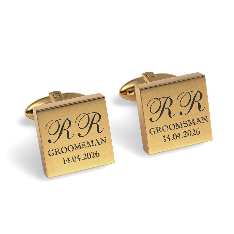 Initials with Wedding Role + Date Engraved Cufflinks