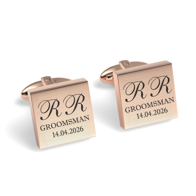 Initials with Wedding Role + Date Engraved Cufflinks