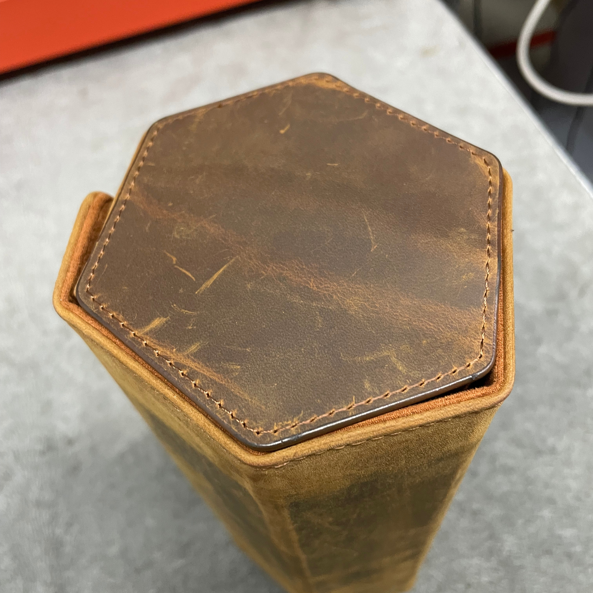 Seconds - Hex Leather Watch Roll 3 Slots in Saddle Leather/Brown (A)