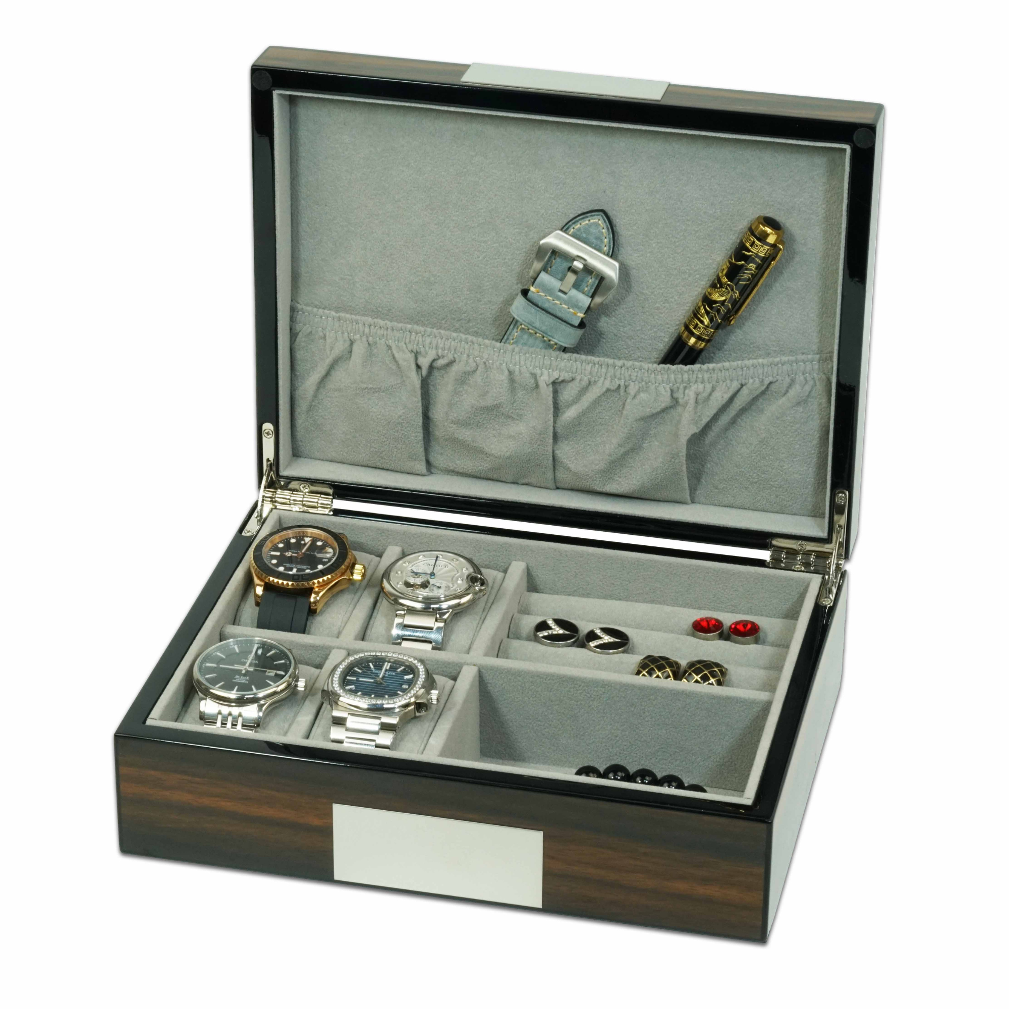 Ebenholz-Uhrenbox für Manschettenknöpfe