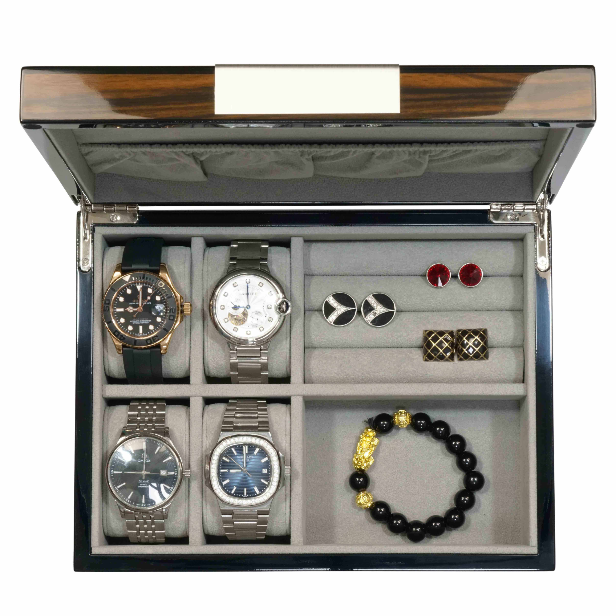 Ebenholz-Uhrenbox für Manschettenknöpfe