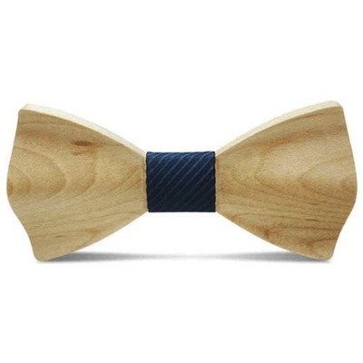 Light Wood Navy Textured Adult Bow Tie