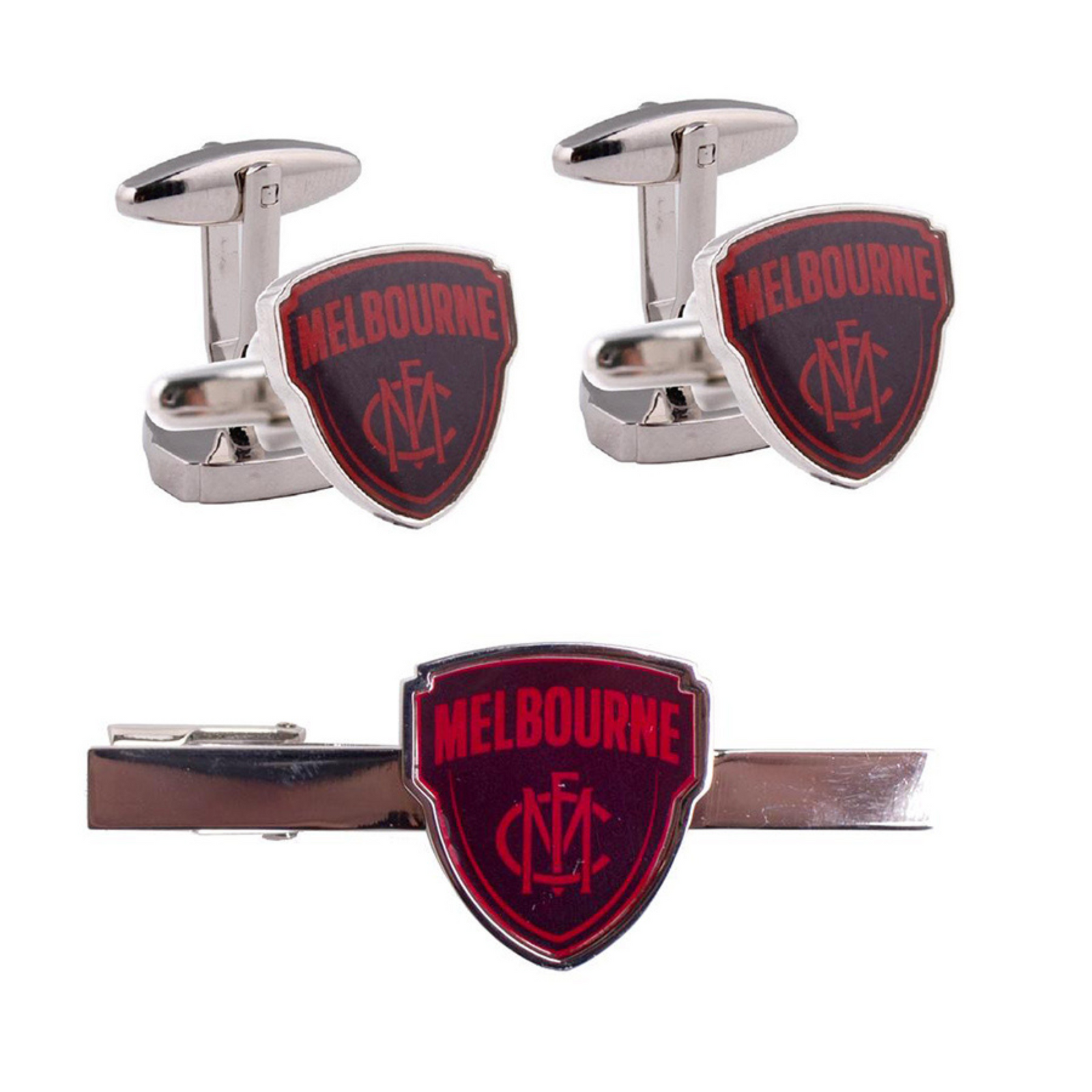 Melbourne FC AFL Cufflinks & Tie Bar Set