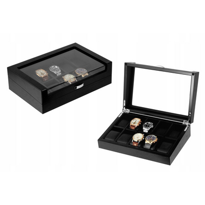 Black Wooden Watch Box for 10 Watches