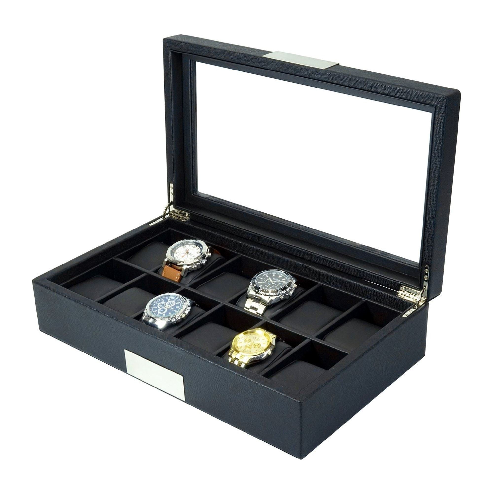 12 Slots Leather Watch Box Watch Boxes Clinks 