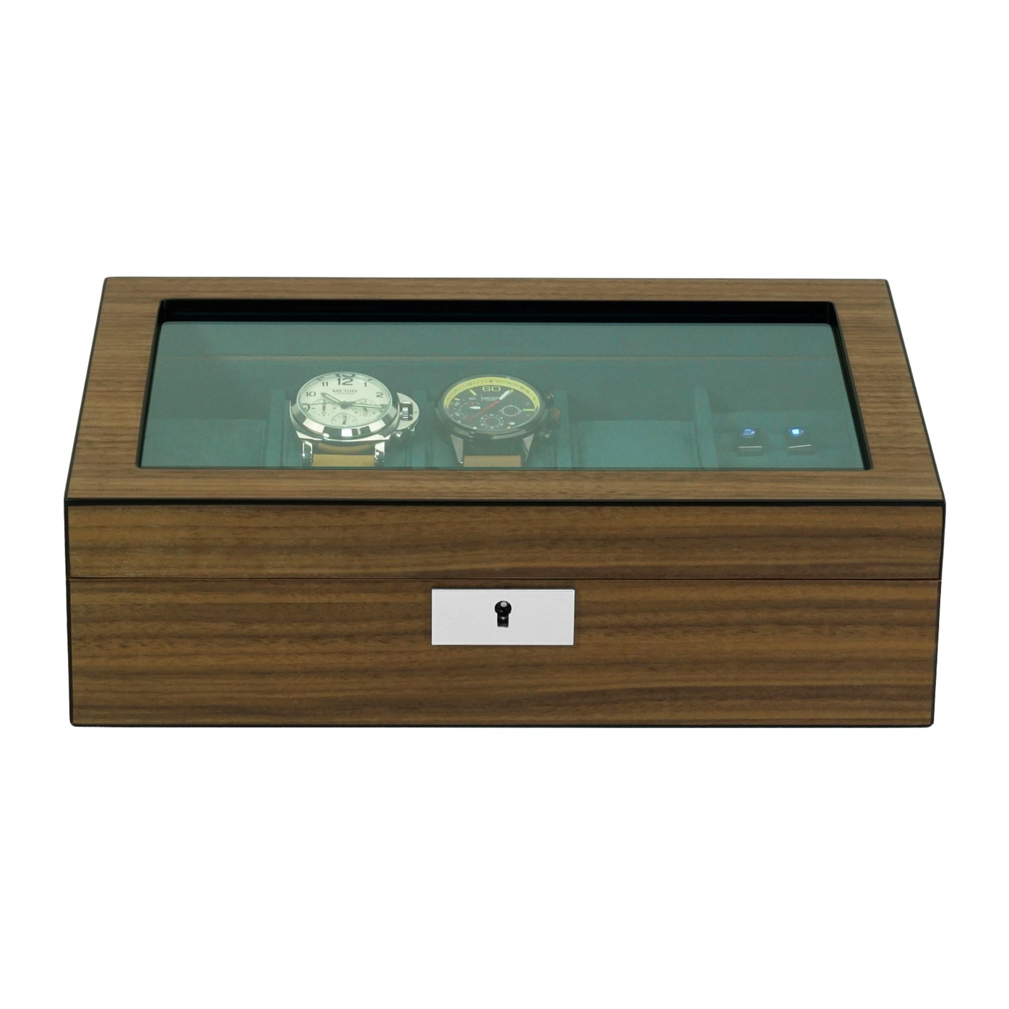 8 Slots Walnut Wooden Watch Box with Cufflinks Storage Watch Boxes Clinks Australia 