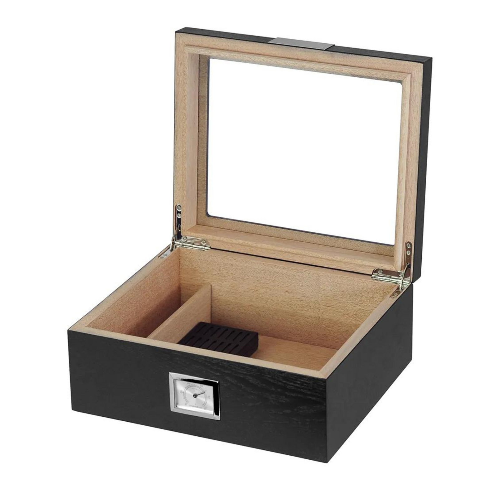 25 CT Black Cigar Humidor OAK Veneer Box for Cigars
