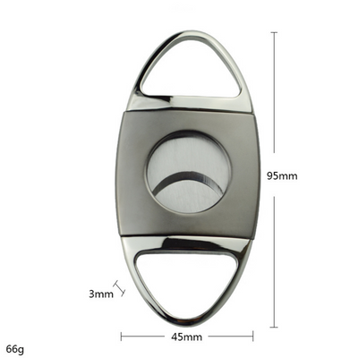 Silver Two Finger 64 Ring Gauge Cigar Cutter Boxed