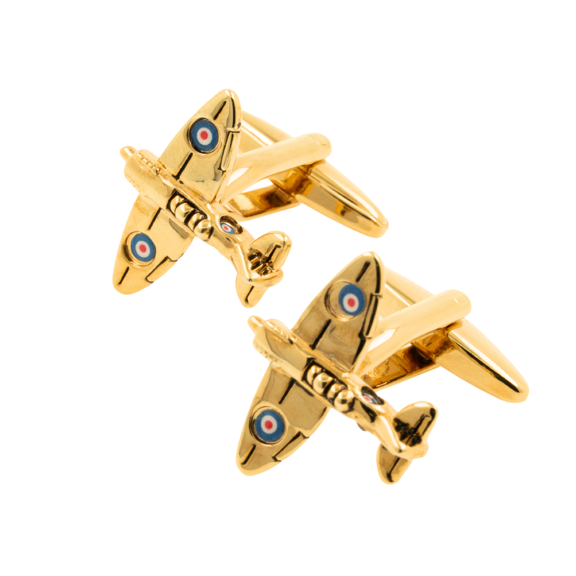 Gold Spitfire Airplane Cufflinks