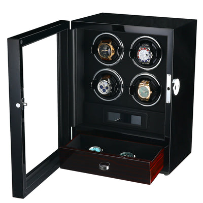Yarra Quad Watch Winder for 4 + Drawer with Fingerprint Lock