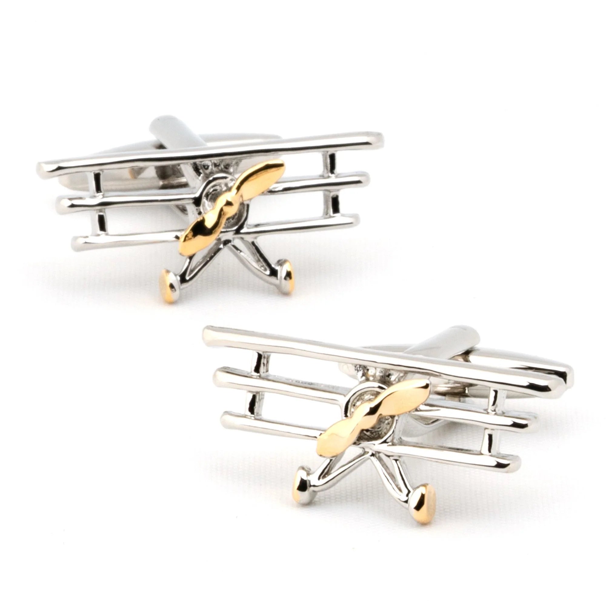 High Flyer Silver & Gold TriPlane Cufflinks