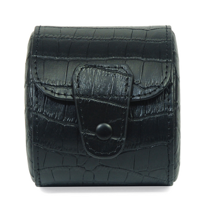 Travel Watch Roll Case for 1 in Black Genuine Leather