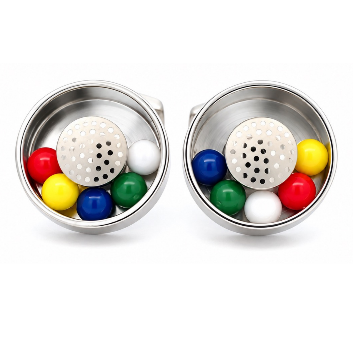 Moving  Ball Bearing Cufflinks with Colourful Balls