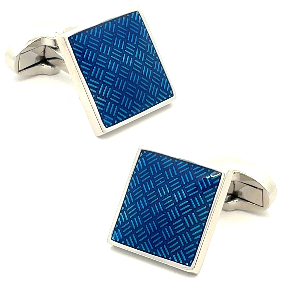 Metalic Blue Checkerplate Cufflinks