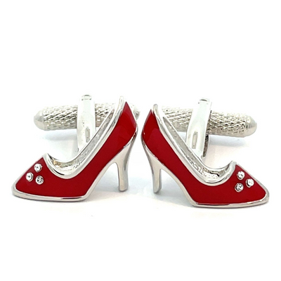 Red Shoe Cufflinks with Crystals