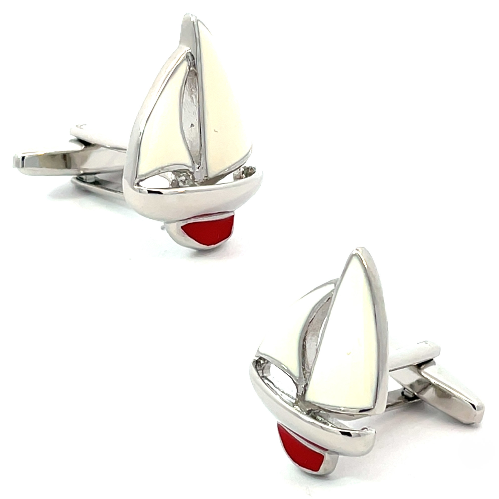 Enamel Red Keeled Yacht Cufflinks
