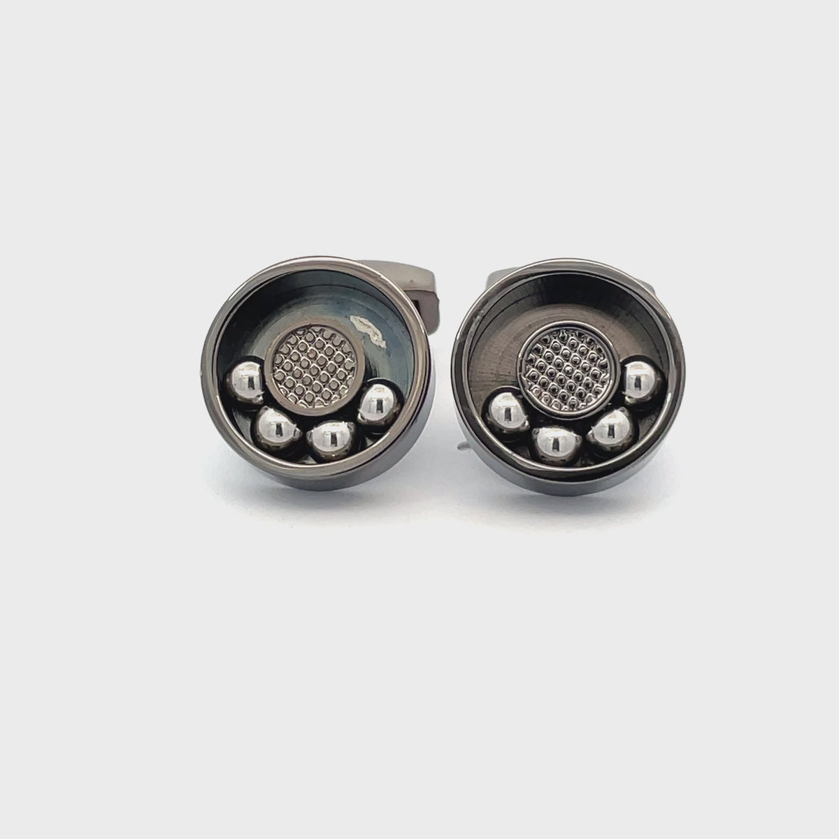 Moving  Ball Bearing Cufflinks Gunmetal