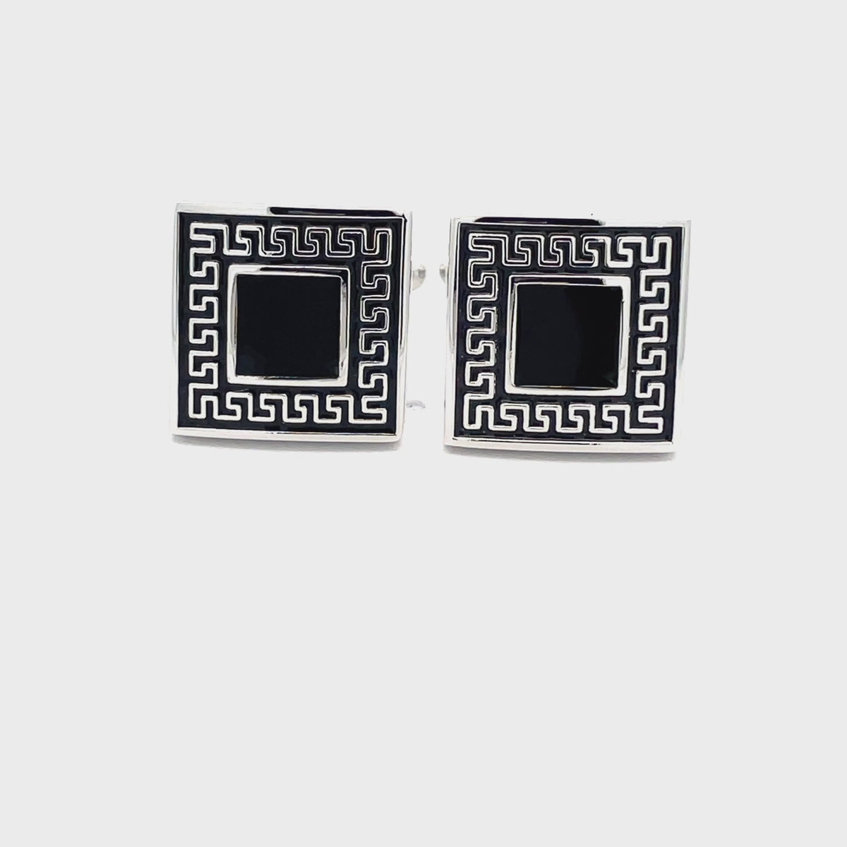 Black Patterned Enamel Cufflinks