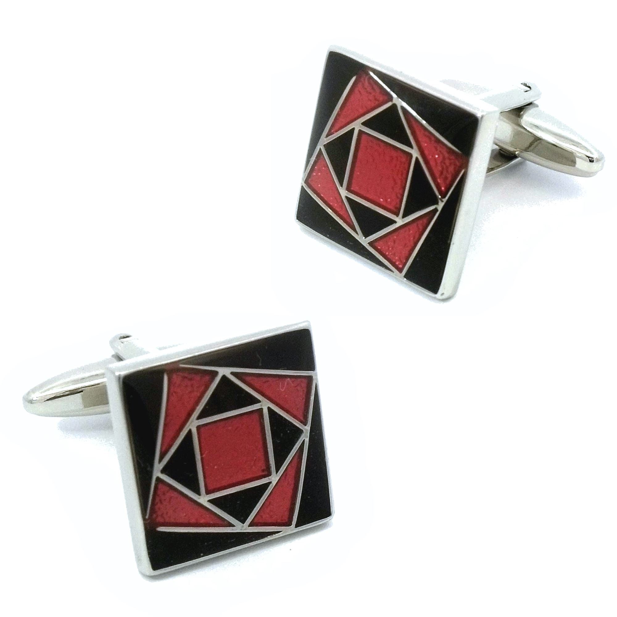 Black Pink Art Deco Flower Cufflinks Novelty Cufflinks Clinks Australia Black Pink Art Deco Flower Cufflinks 