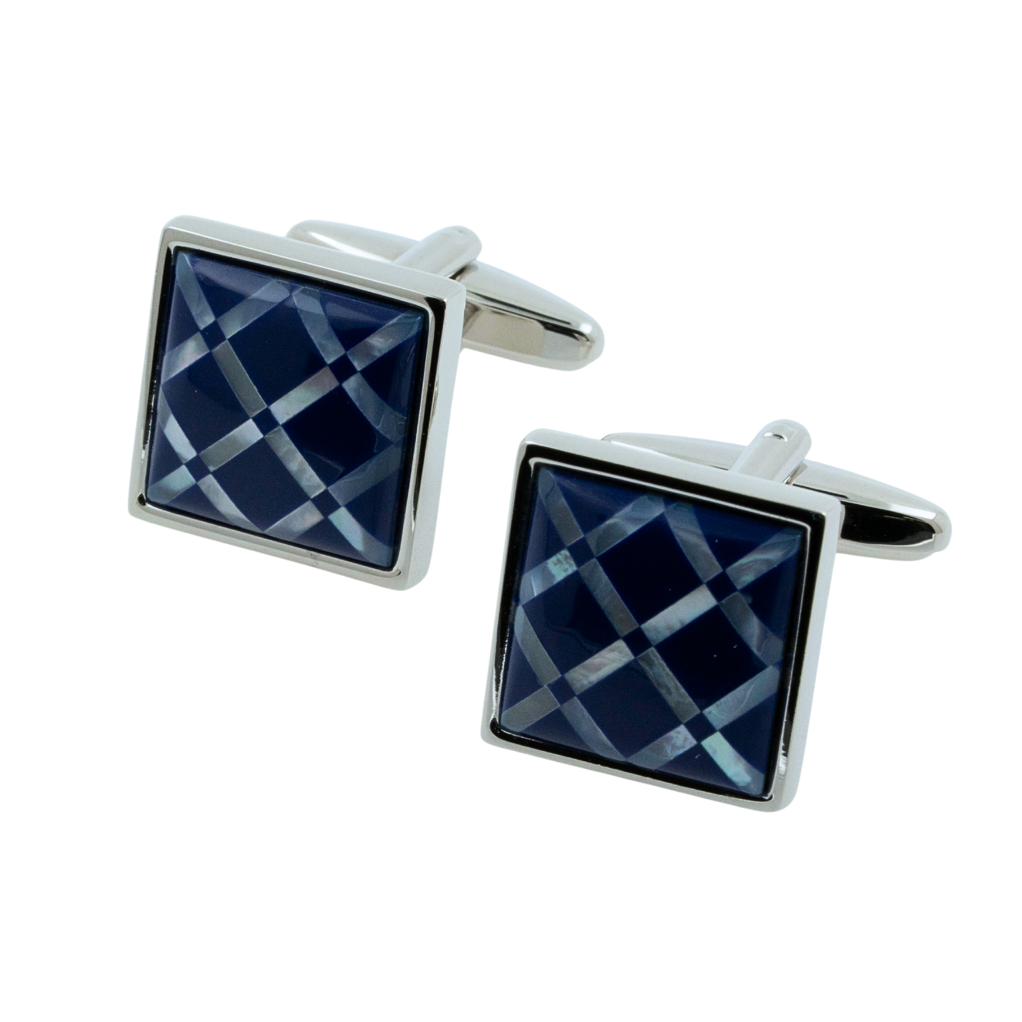 Navy Blue Tile on Mother of Pearl Cufflinks