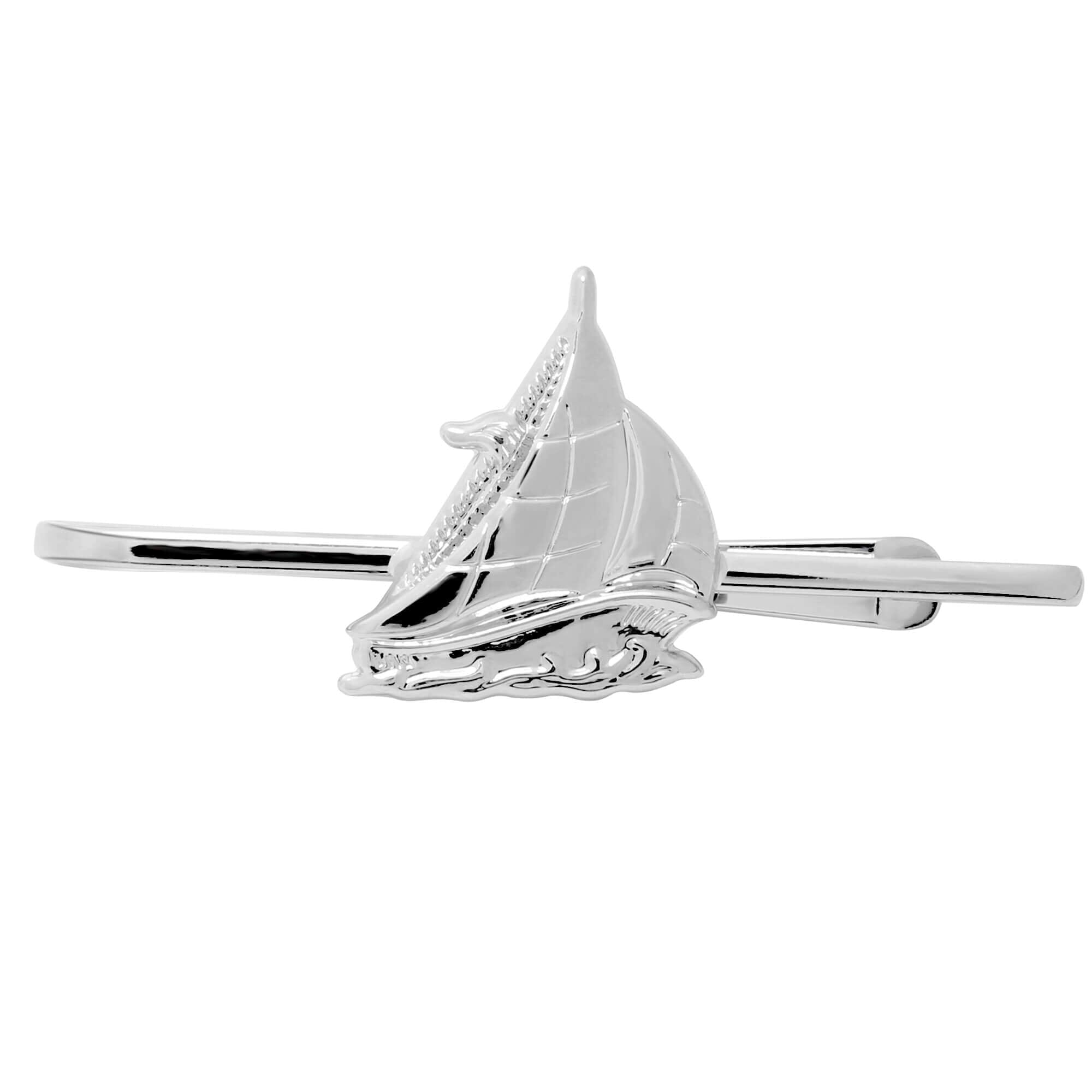 Sailing Tie Bar in Shiny Silver Tie Bars Clinks Australia 