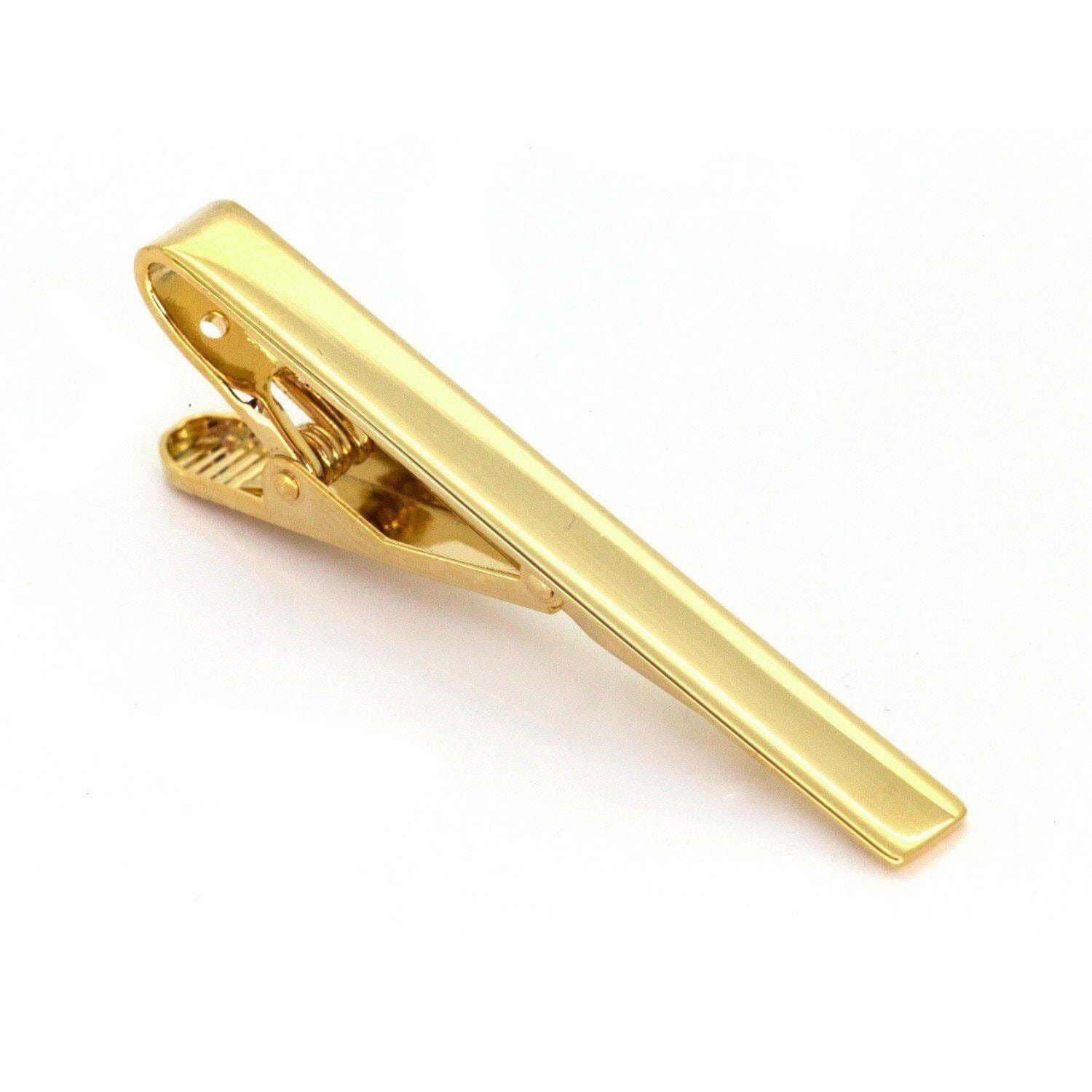 Round Chunky Gold Cufflinks & Tie Clip Set Gift Set Clinks Australia 