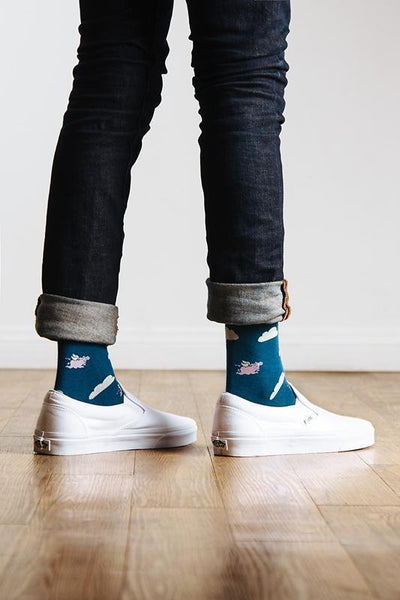 Take to the Sky Sock, Socks, Alynn Socks, Blue, Carded Cotton, Nylon, Spandex, SK1005, Men's Socks, Socks for Men, Clinks.com