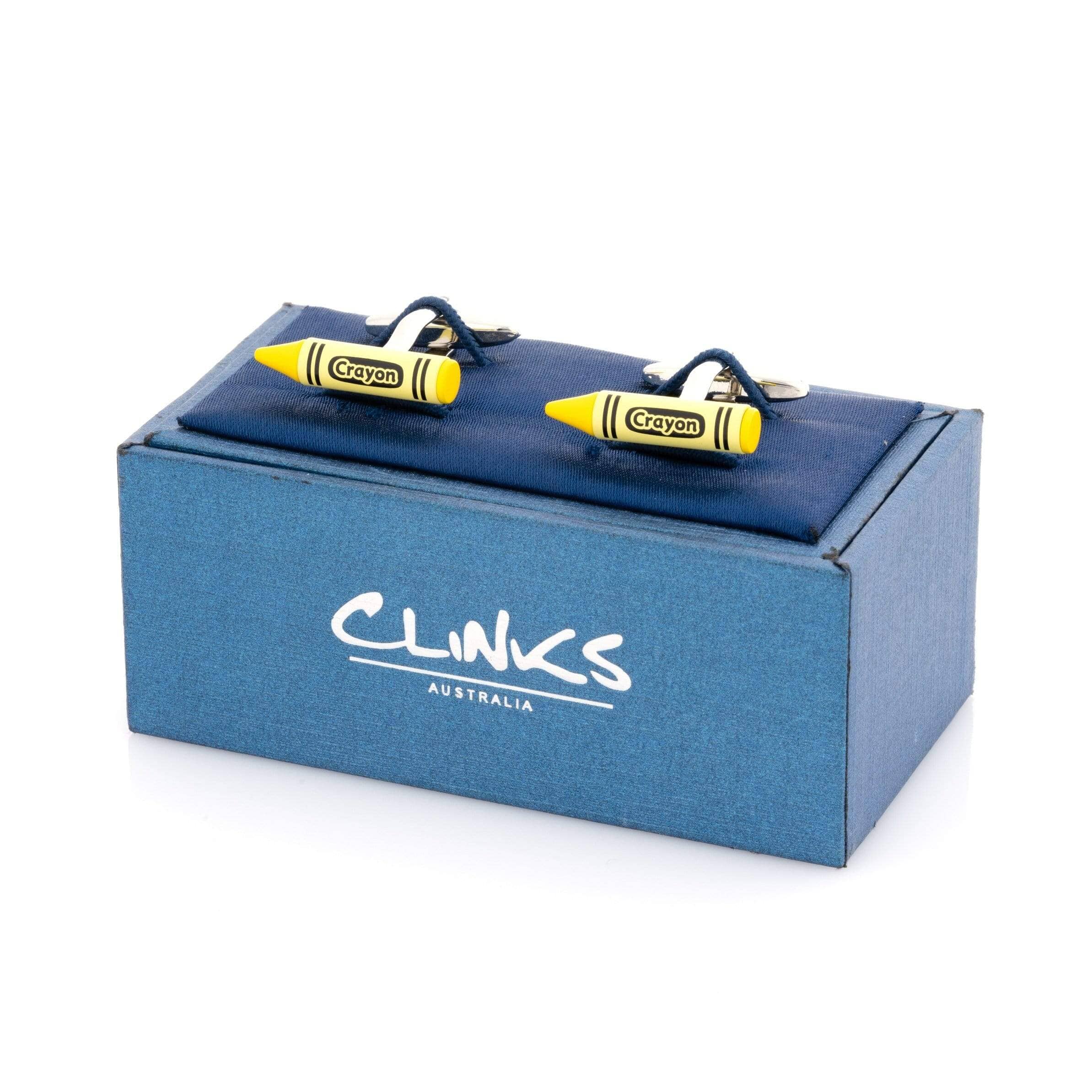 Yellow Crayon Cufflinks Novelty Cufflinks Clinks Australia 