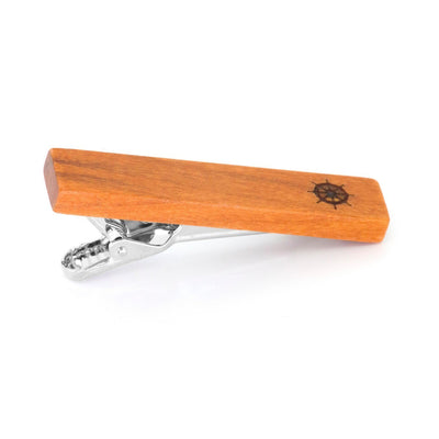 Wood Ships Wheel Stamp Tie Clip