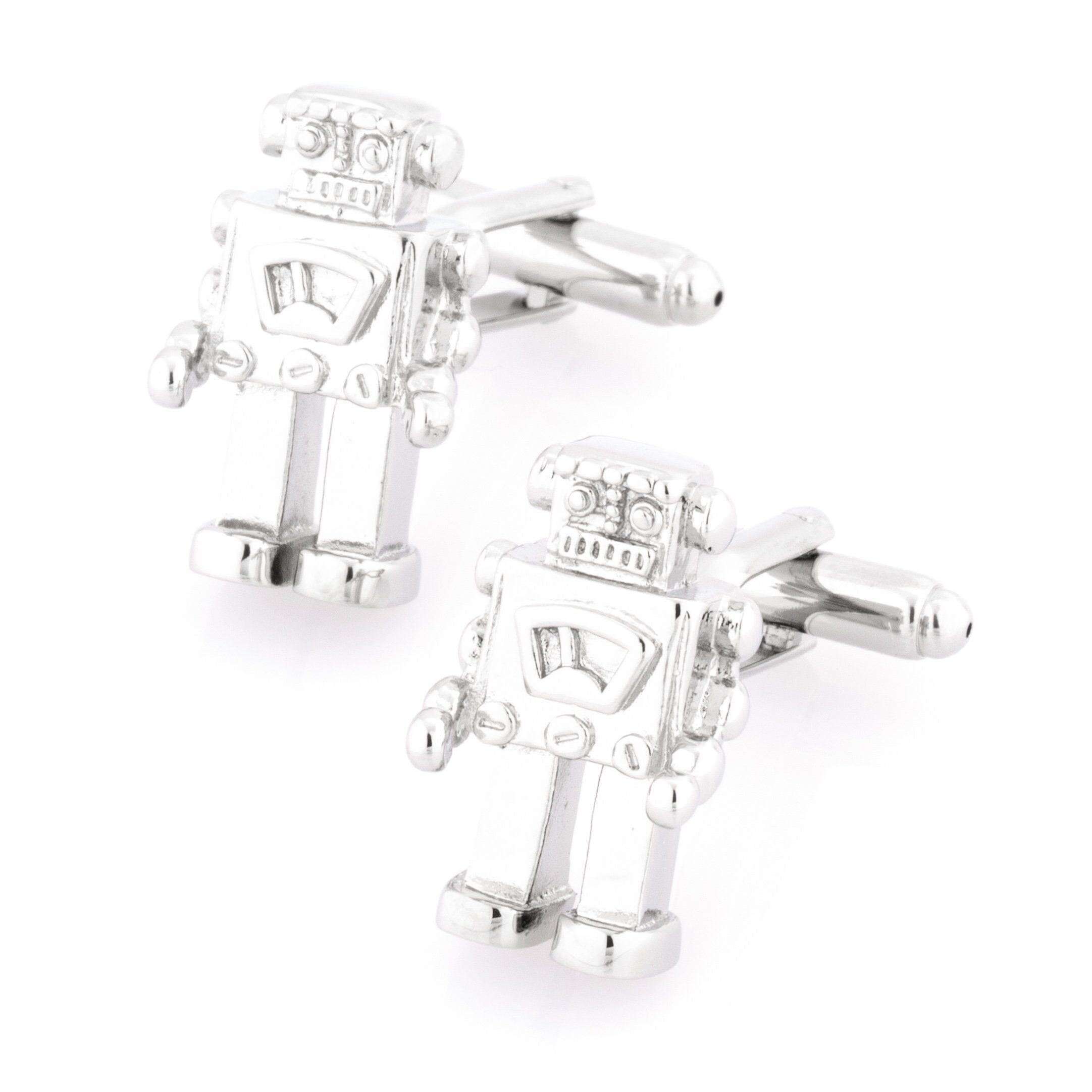 Robot Cufflinks in Shiny Silver Novelty Cufflinks Clinks Australia 