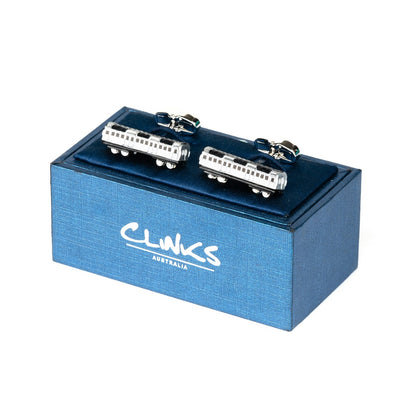 Silver and Black Train Carriage Cufflinks