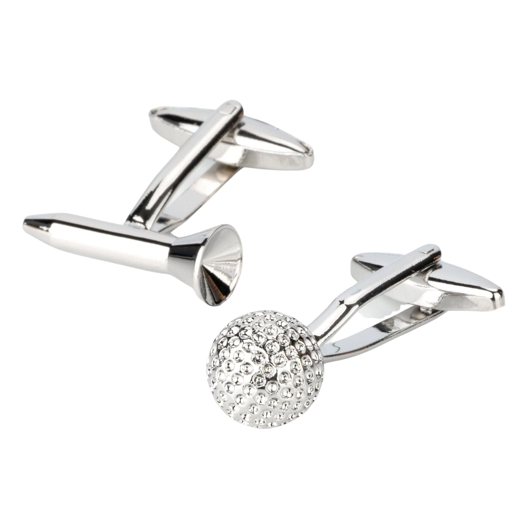 Golf Ball and Tee Silver Cufflinks Novelty Cufflinks Clinks Australia 
