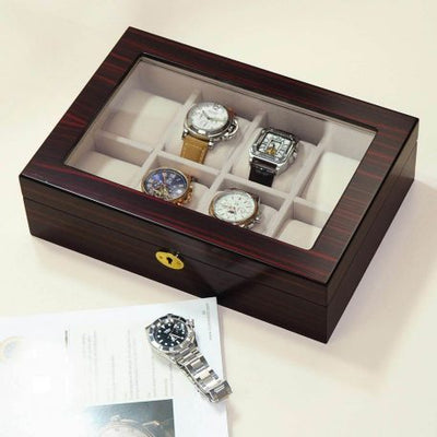 Ebony Wooden Watch Box, 8 Watch Box, Cuffed Watch Box, Clinks Australia Watch Box, Ebony Watch Boxes on Cuffed, Australia Watch Box, Watch Storage Box, Watch Display Box, 8 Slots Watch Box, Watch Boxes for 8 , Ebony Watch Box, Wooden Watch Box, Ebony, CB5059, Clinks.com