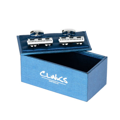 Silver and Black Train Carriage Cufflinks