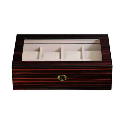 Ebony Wooden Watch Box, 8 Watch Box, Cuffed Watch Box, Clinks Australia Watch Box, Ebony Watch Boxes on Cuffed, Australia Watch Box, Watch Storage Box, Watch Display Box, 8 Slots Watch Box, Watch Boxes for 8 , Ebony Watch Box, Wooden Watch Box, Ebony, CB5059, Clinks.com