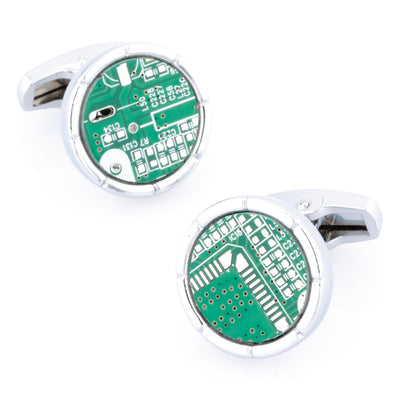 Upcycled Round Circuit Board Cufflinks