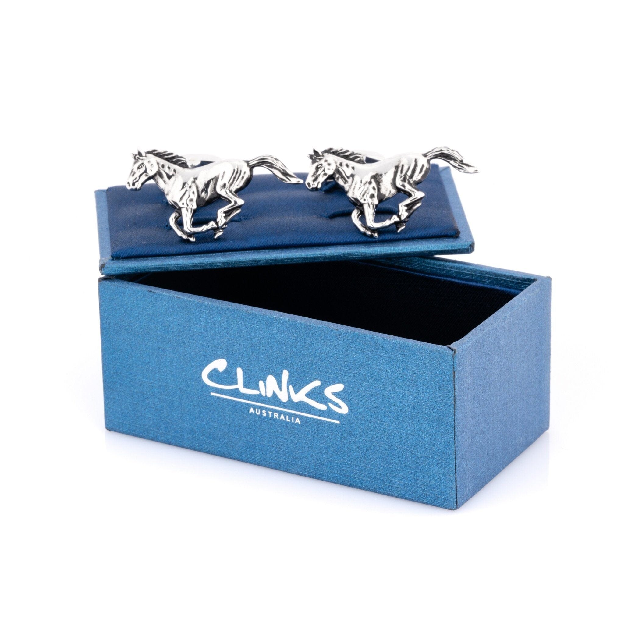 Silver Galloping Horses Cufflinks Novelty Cufflinks Clinks Australia 