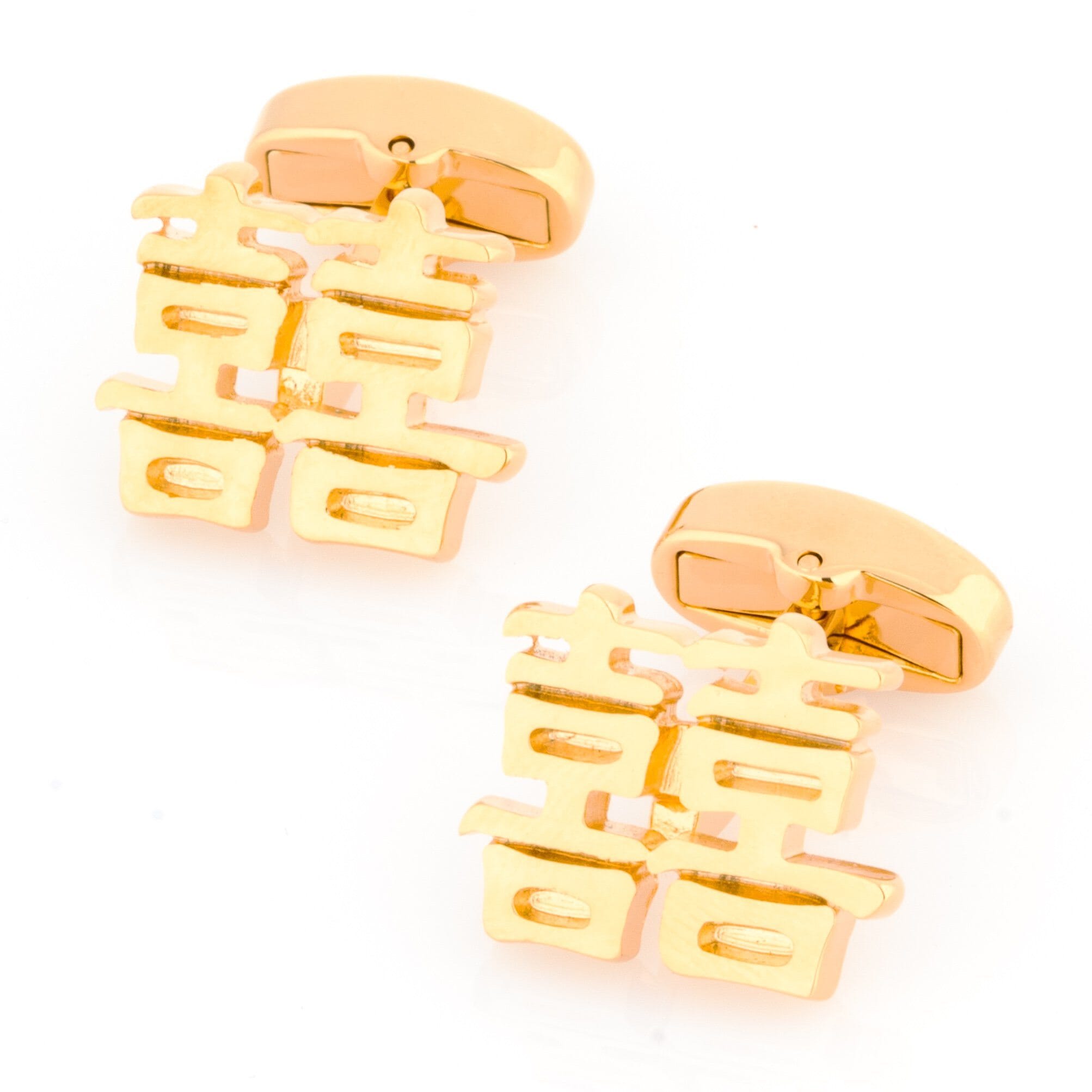 Chinese Symbol of Double Happiness Gold Novelty Cufflinks Clinks Australia 