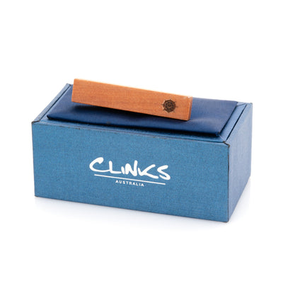 Wood Ships Wheel Stamp Tie Clip