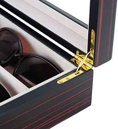 Ebony Wooden Watch Box, 6 Watch Box, 3 Sunglasses, Cuffed Watch Box, Clinks Australia Watch Box, Ebony Watch Boxes on Cuffed, Australia Watch Box, Watch Storage Box, Watch Display Box, 6 Slots Watch Box + 3 Sunglasses, Watch Boxes for 6 , Ebony Watch Box, Wooden Watch Box, Ebony, CB5065, Clinks.com