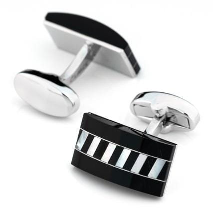 Black Onyx Rectangle interlaced Mother of Pearl Cufflinks Classic & Modern Cufflinks Clinks Australia 