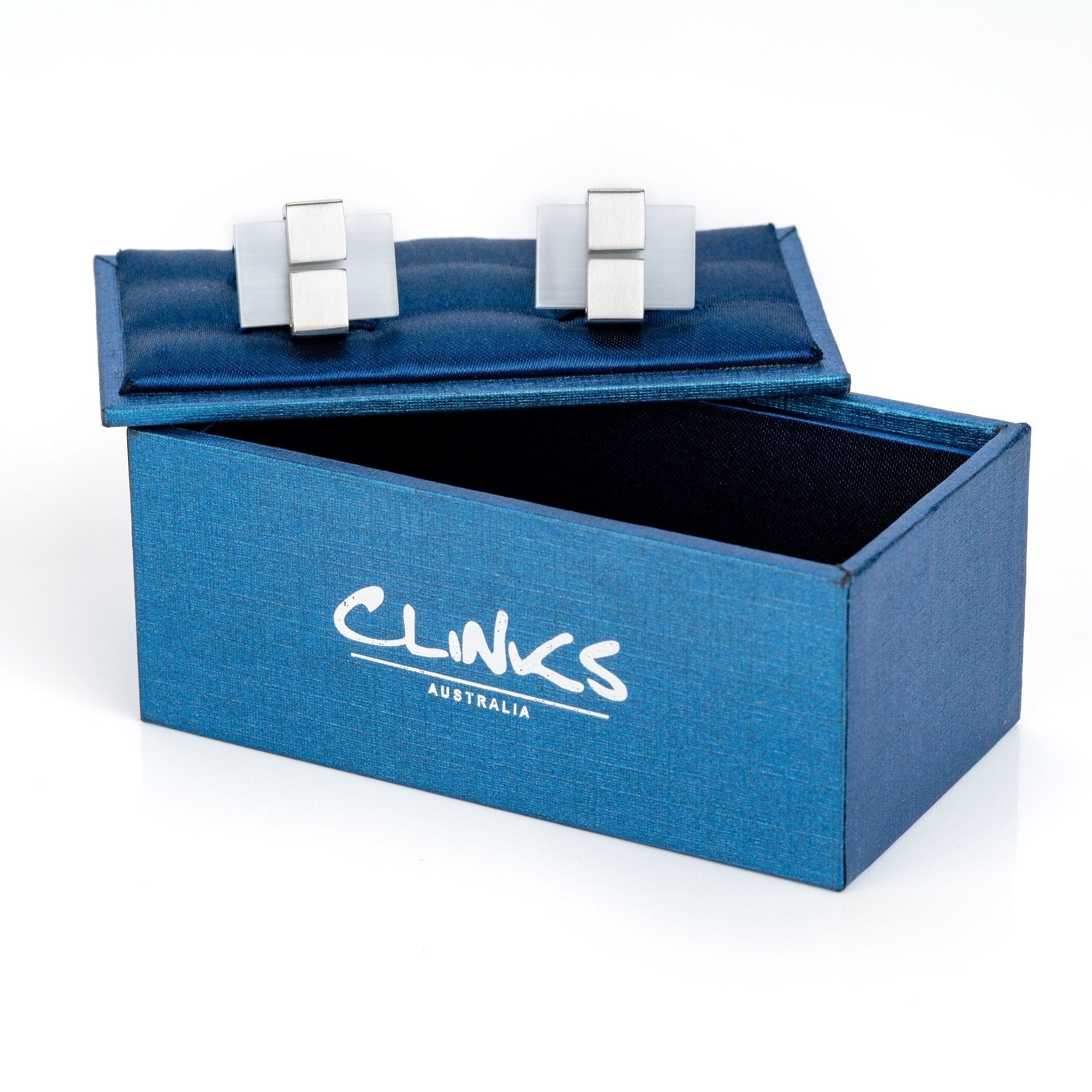 White Ice Cateye Cufflinks Classic & Modern Cufflinks Clinks Australia 