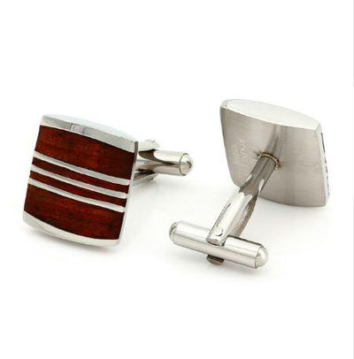 Steel Lines Wood and Stainless Steel Cufflinks